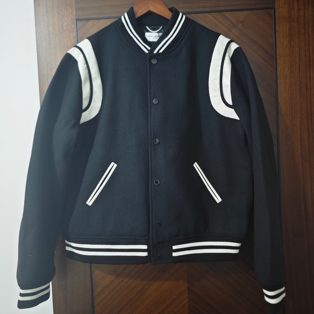 Black & White Varsity Jacket - Classic Men's Coat
